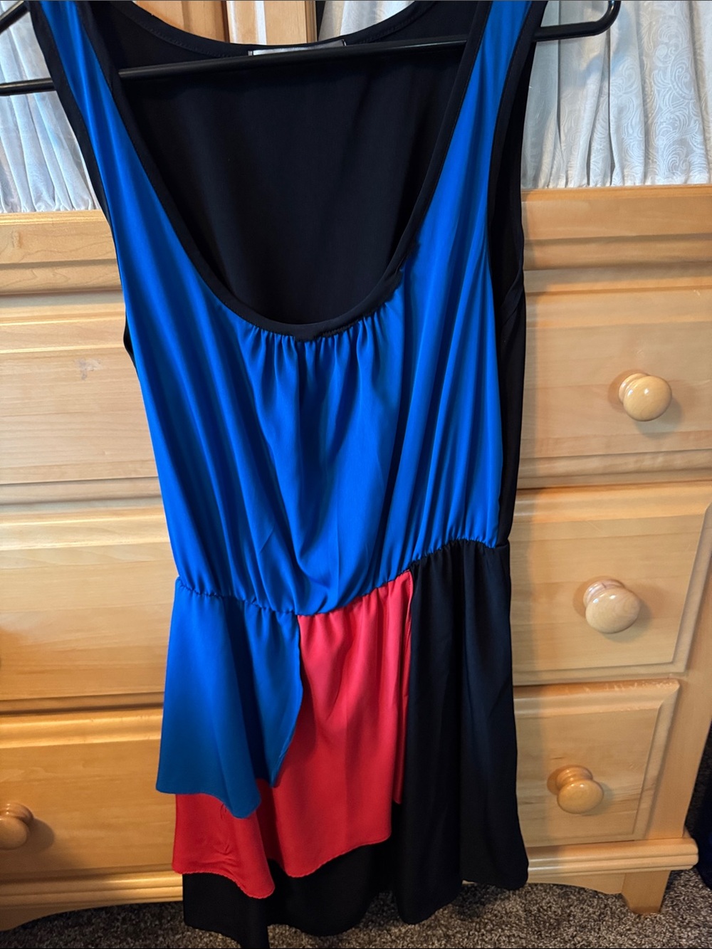 easel Colorblock Midi Dress in Blue, Red, and Black